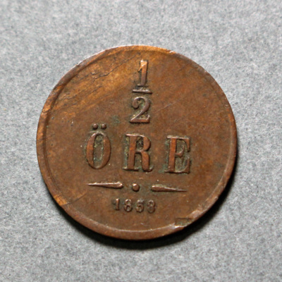 SLM 16691 - Mynt, 1/2 öre bronsmynt 1858, Oscar I