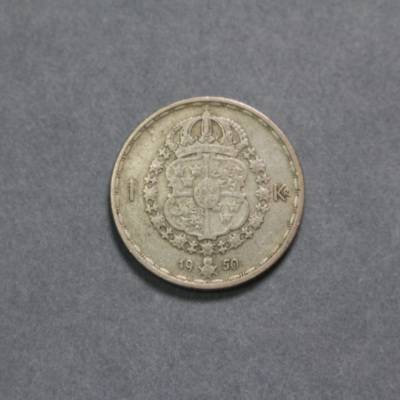 SLM 16748 - Mynt, 1 krona silvermynt typ II 1950, Gustav V