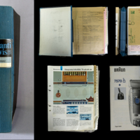SLM 37177 - Pärm innehållande broschyrer, garantihandlingar mm från ca 1970 till ca 2000