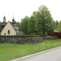 SLM D11-002 - Bälinge kyrka, kyrkoanläggningen från väst.