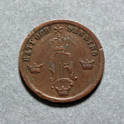 SLM 16694 - Mynt, 1/2 öre bronsmynt 1858, Oscar I