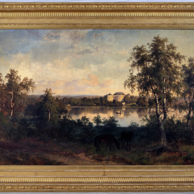 SLM 8604 - Oljemålning, Eriksbergs slott av Edvard Bergh, 1860-70-tal