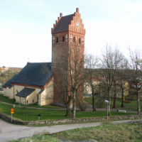 SLM D08-800 - Torshälla kyrka, kyrkmiljö från nordväst