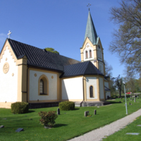 SLM D10-583 - Helgarö kyrka, kyrkoanläggningen från nordost