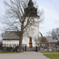 SLM D10-592 - Vansö kyrka, kyrkoanläggningen sedd från väster