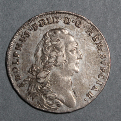 SLM 16379 - Mynt, 1/2 riksdaler silvermynt typ I 1766, Adolf Fredrik