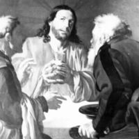 SLM R40-86-3 - Foto av målning på Jesus och två lärjungar, Mariefreds kyrka