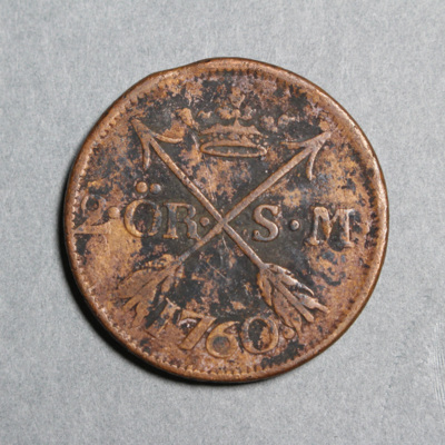 SLM 16917 - Mynt, 2 öre kopparmynt 1760, Adolf Fredrik
