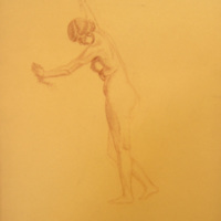 SLM 25639 - Teckning, Nakenstudie av en kvinna