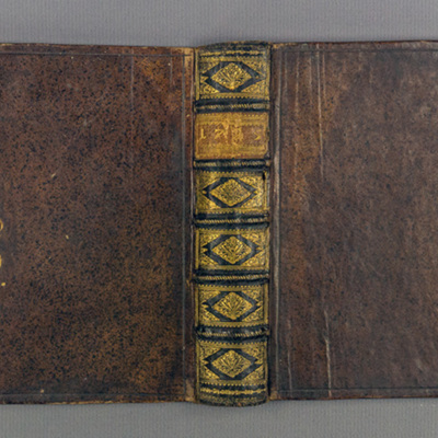 SLM 5179 - Bokpärm av skinn med guldtryck, märkt 1725