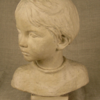 SLM 28130 - Skulptur av gips, barnhuvud, Britta Nehrman 1933