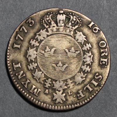 SLM 16399 - Mynt, 16 öre silvermynt typ I 1773, Gustav III