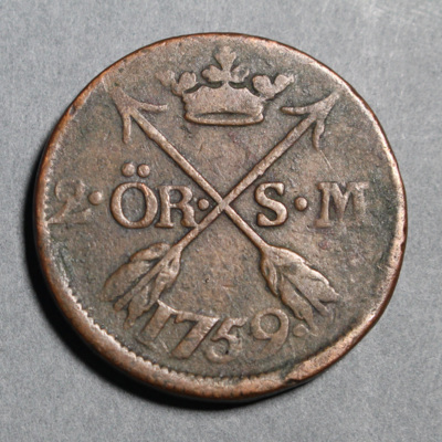 SLM 16393 - Mynt, 2 öre kopparmynt 1759, Adolf Fredrik