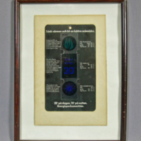 SLM 36992 - Inramad informationsplansch rörande inomhusklimatet, Energisparkommittén, 1970-tal