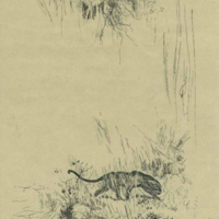 SLM 5667 - Pennteckning, jaguar, signerad Roger Reboussin 1913