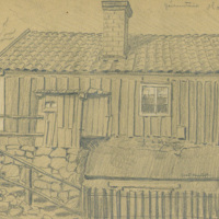 SLM KW23230 - Hallingsberg i Nyköping, teckning av Knut Wiholm