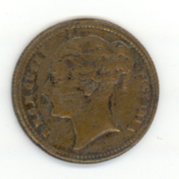 SLM 5808 28 - Spelpenning av koppar, engelskt mynt, drottning Victoria av England 1861