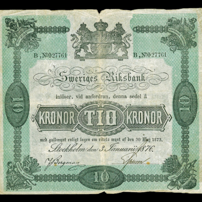 SLM 16997 3 - Sedel, 10 Kronor 1876