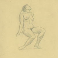 SLM 25634 - Teckning, Nakenstudie av en kvinna