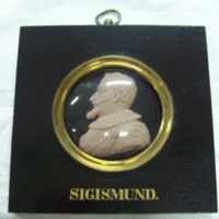 SLM 11260 4 - Kungaporträtt av rosa vax, inramat, Sigismund
