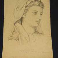 SLM 15097 10 - Litografi, kvinnoporträtt av L. Taubinger