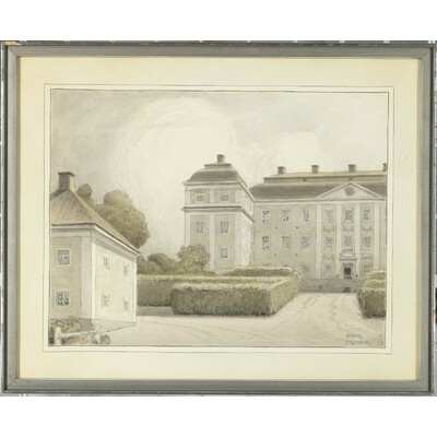 SLM 5737 - Inramad akvarellerad teckning av Ferdinand Boberg, Eriksberg
