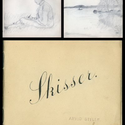 SLM 25631 1 - Skissblock, teckningar av Arvid Stille, 1900-talets början