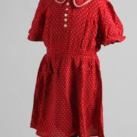 SLM 36665 - Sivs röda flickklänning från 1940-talet