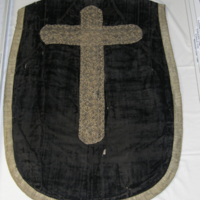 SLM 19022 - Mässhake av brun sammet med guld- och silverdekoration, tillhör Ytterenhörna kyrka