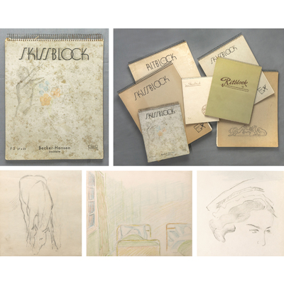 SLM 59486-1 - En av sju skiss- och ritböcker från konstnären Bodil Güntzel (1903-1998)
