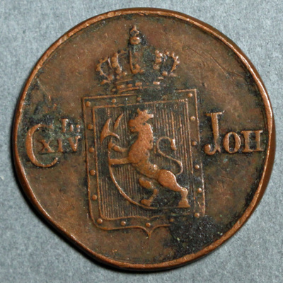 SLM 16544 - Mynt, 1/2 skilling skillemynt koppar 1841, norskt, Karl XIV Johan
