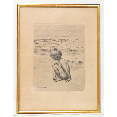 SLM 27617 - Litografi, flicka på strand, Eric Nordlöw