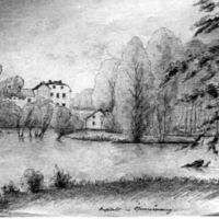 SLM M019967 - Översvämmade holmar vid Hospitalet, teckning, 1881