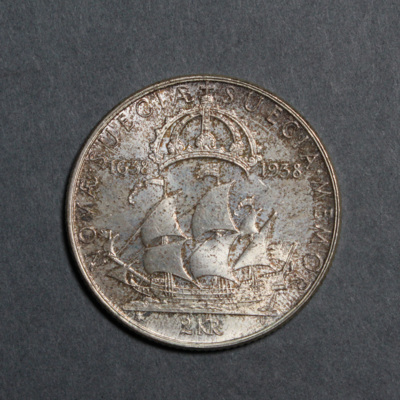 SLM 12597 45 - Mynt, 2 kronor silvermynt typ IV 1938, Gustav V
