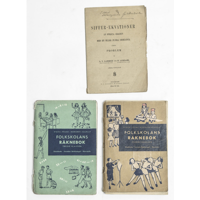 SLM 59462 1-3 - Tre böcker i matematik, 1895, 1951 och 1957, från Strängnäs skolor