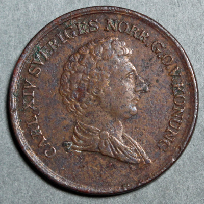SLM 16545 - Mynt, 2/3 skilling banco kopparmynt typ I 1835, Karl XIV Johan