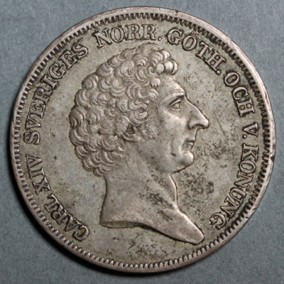 SLM 16496 - Mynt, 1 riksdaler specie silvermynt typ I 1834, Karl XIV Johan