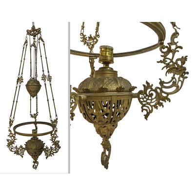 SLM 15940 - Fotogenlampa, ampel, av bronserad mässing