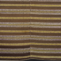SLM 3202 - Täcke av ylle, brunt med ränder i gult, vitt och brunt, från Björnlunda socken