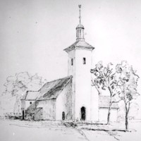 SLM R144-89-7 - Helgarö kyrka, teckning