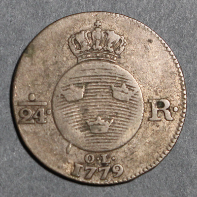 SLM 16407 - Mynt, 4 öre 1/24 riksdaler silvermynt typ II 1779, Gustav III