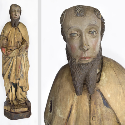 SLM 19055 - Träskulptur, apostel, från Tuna kyrka i Södermanland