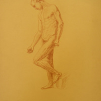 SLM 25635 - Teckning, Nakenstudie av en man