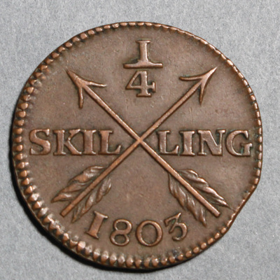 SLM 16455 - Mynt, 1/4 skilling kopparmynt 1803, Gustav IV Adolf
