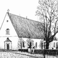SLM M022281 - Östra kyrkan i Nyköping, teckning av Knut Wiholm
