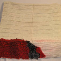 SLM 32498 1 - Påbörjad ryamatta, design: textilkonstnärinnan Elin Corlin (1908-2005).