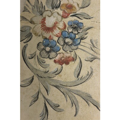 SLM 29637 1-6 - Sex tapetfragment från rokokotapet, målad på papper