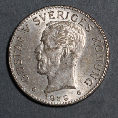 SLM 12597 53 - Mynt, 2 kronor silvermynt typ I 1939, Gustav V