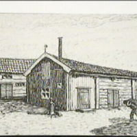 SLM M021915 - Östra Kyrkogatan 17 i Nyköping, teckning av Knut Wiholm