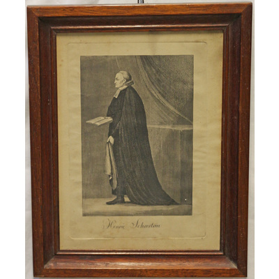 SLM 9671 - Litografi, väckelsepredikanten Henric Schartau (1757-1825) av Johan Holmbergsson (1804-1835)